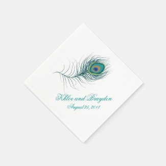 Fanciful Peacock Feather | Wedding Disposable Napkin