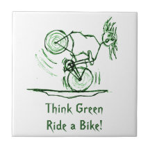 Fanciful Pencil Sketch Tiles-Ride a Bike