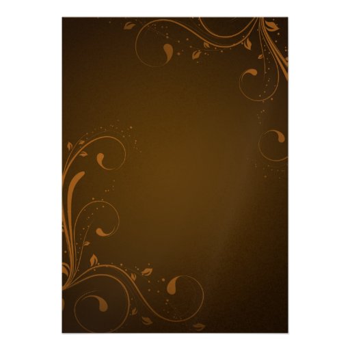 Fanciful Swirls Birdcage Orange & Brown Wedding Invitations