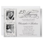 Fancy 25th Anniversary Invitations - Then & Now