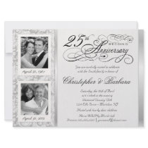 Fancy 25th Anniversary Invitations - Then & Now