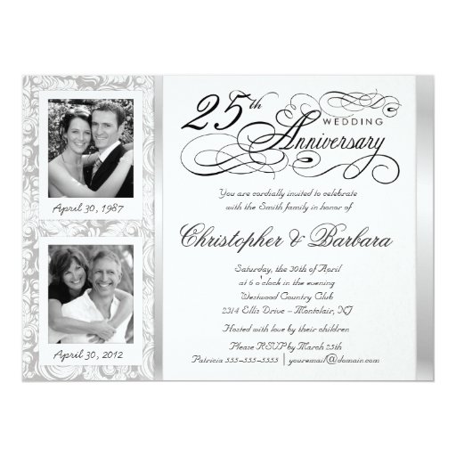 Fancy 25th Anniversary InvitationsThen & Now Zazzle