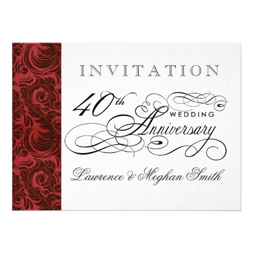 Fancy 40th Anniversary Invitations - Then & Now