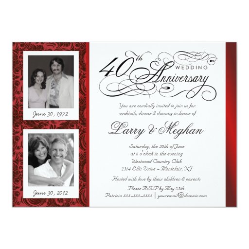 Fancy 40th Anniversary Invitations - Then & Now | Zazzle