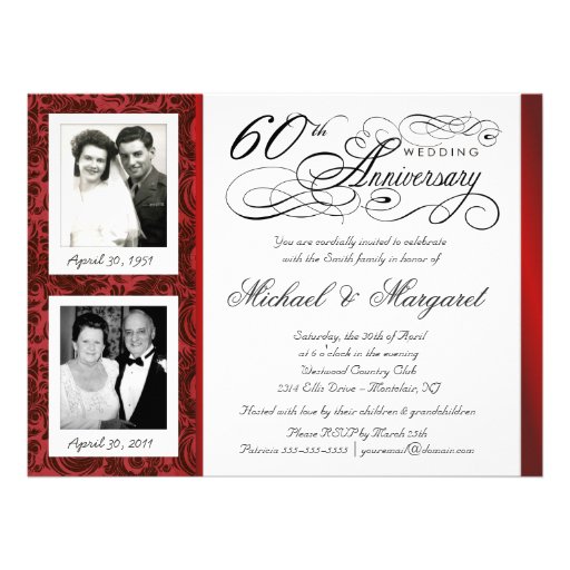 Fancy 60th Anniversary Invitations - Then & Now