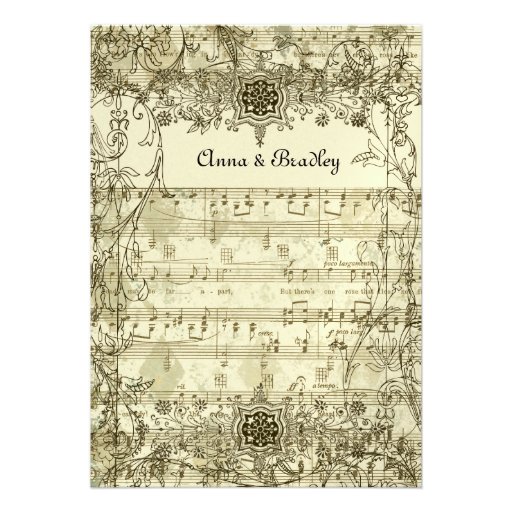 Fancy Antique Music Wedding Invitation