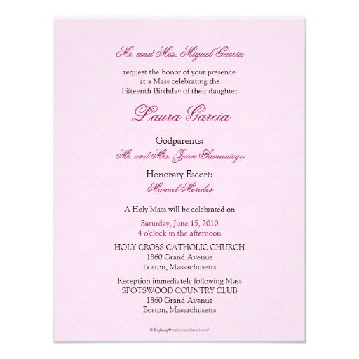 Fancy Ball Gown Quinceanera Invitation (pink)