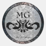 Fancy Black Damask Gothic Stickers/Envelope Seals