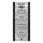 Fancy Black Damask Monogram Reception Menu Card Custom Announcements
