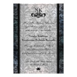 Fancy Black Damask Oval Goth Wedding Invite