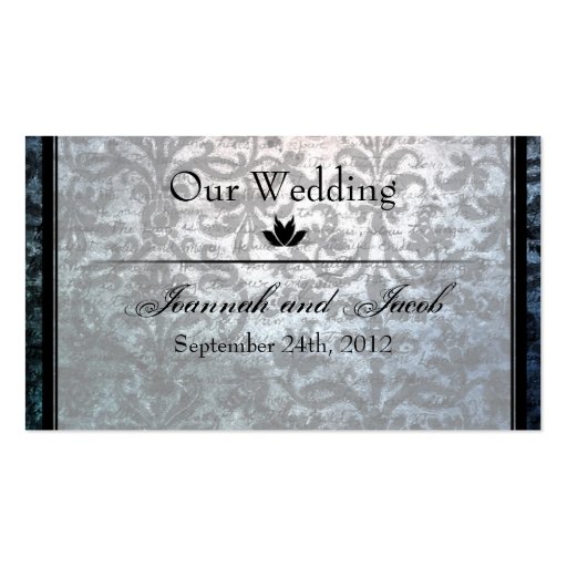 Fancy Black Damask Wedding Website Card Business Cards (front side)