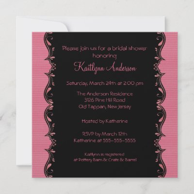 Bridal Trim on Fancy Black   Pink Trim Bridal Shower Invitation By Celebrateitinvites