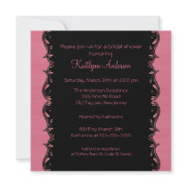 Fancy Black & Pink Trim Bridal Shower Invitation
