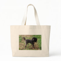 Fancy Black Prancing Poodle Canvas Bags