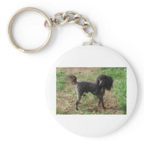Fancy Black Prancing Poodle Keychain