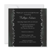 Fancy Black & Silver Trim Bridal Shower Invitation by celebrateitinvites Fancy Black & Silver Trim Bridal Shower Invitation