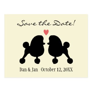 Fancy Black Toy Poodles Wedding Save the Date Postcards