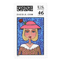 Fancy Blonde Lady - postage stamp