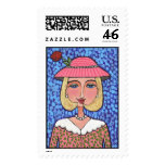 Fancy Blonde Lady - postage stamp