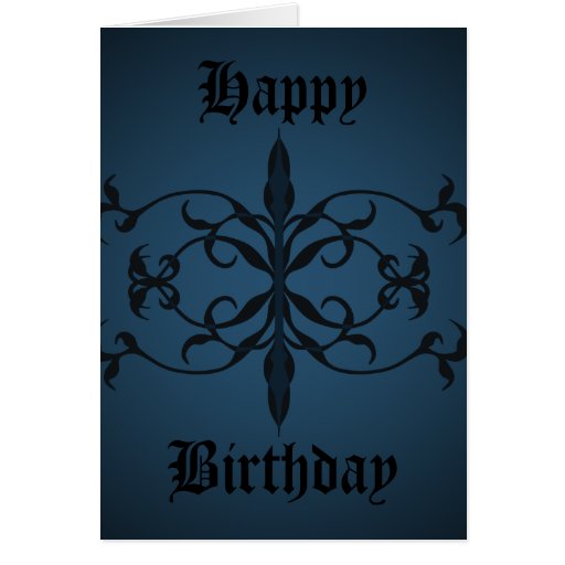 fancy blue gothic birthday card