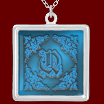 Fancy Blue Letter Q Initial Necklace necklaces