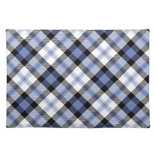 Fancy Blue Plaid Pattern Placemat Zazzle