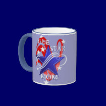 Fancy Blue Star Mom Mugs mugs