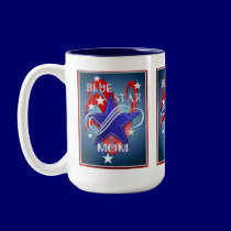 Fancy Blue Star Mom Mugs mugs