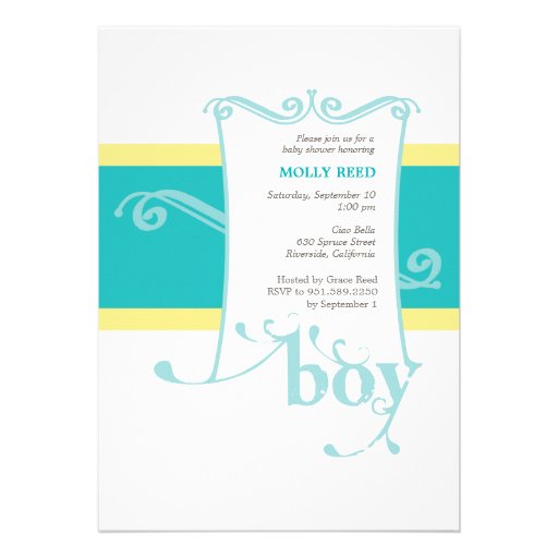 Fancy Boy Custom Baby Shower Invitation