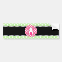Fancy bunny green white polka dots bumper stickers