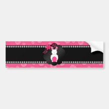 Fancy bunny pink flowers bumper sticker