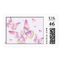 Fancy Butterflies Hearts postage