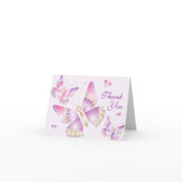 Fancy Butterflies Hearts Thank You Card card