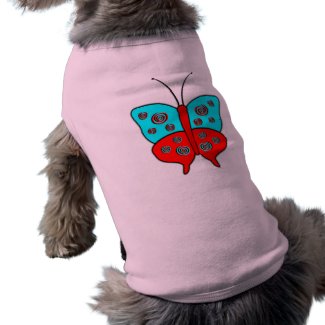 Fancy Butterfly Large With Swirls, Red & Turquoise petshirt
