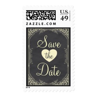 Fancy chalkboard save the date design postage stamp