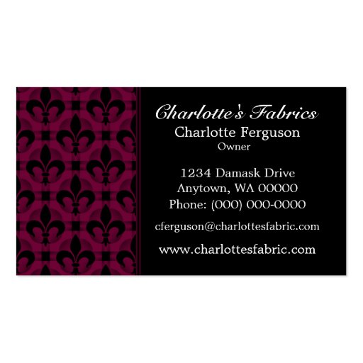 Fancy Chic Business Card, Burgundy Wine