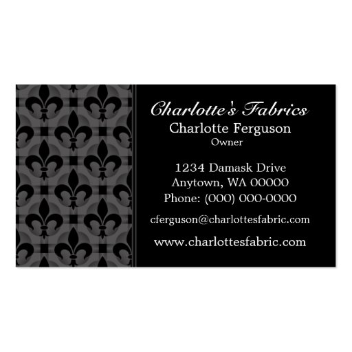 Fancy Chic Business Card, Dark Gray (front side)