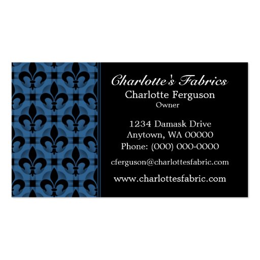 Fancy Chic Business Card, Royal Blue (front side)
