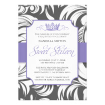 Fancy Crown Sweet Sixteen Birthday Party Invite