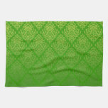 Fancy Damask Design~Green Kitchen Towels