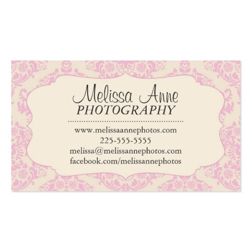 Fancy Damask Photography Business Card Template (front side)