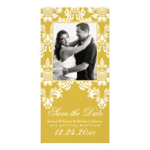 Fancy Damask Save the Date Custom Photo Card