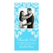 Fancy Damask Save the Date Customized Photo Card