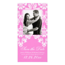 Fancy Damask Save the Date Photo Card