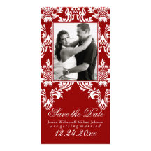 Fancy Damask Save the Date Photo Card Template