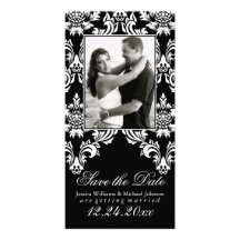 Fancy Damask Save the Date Picture Card