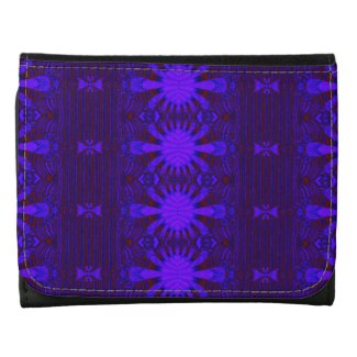 Fancy Dark Purple Blue Abstract Leather Trifold Wallet