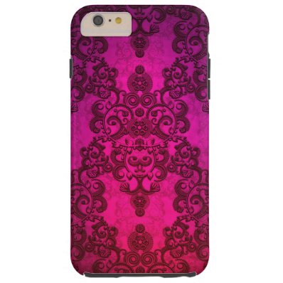 Fancy Deep Pink Lacy Style Damask Pattern Floral Tough iPhone 6 Plus Case