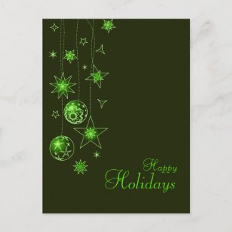 Fancy Elegant Green Christmas Decorations postcard