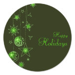 Fancy Elegant Green Christmas Decorations Round Stickers